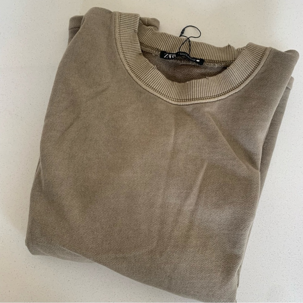 Zara sweat set size M oversized washed sweatshirt and sweat pants color: mink - Picture 3 of 7